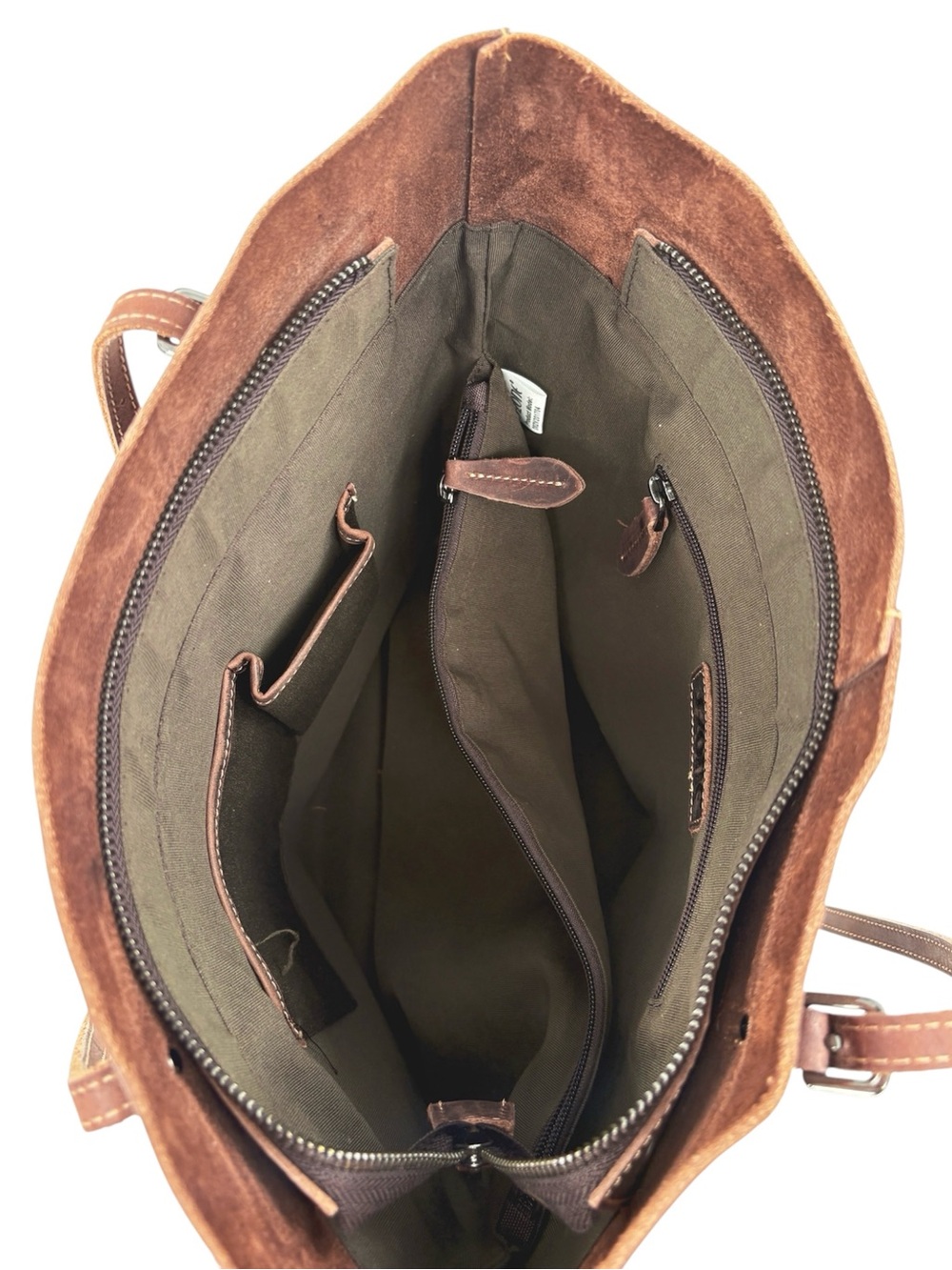 S-ZONE Brown Vintage Leather Work Tote Laptop Bag - Picture 13 of 16